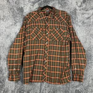 Outdoor Research Shirt Mens XL Orange Plaid Western Button Up Long Sleeve
